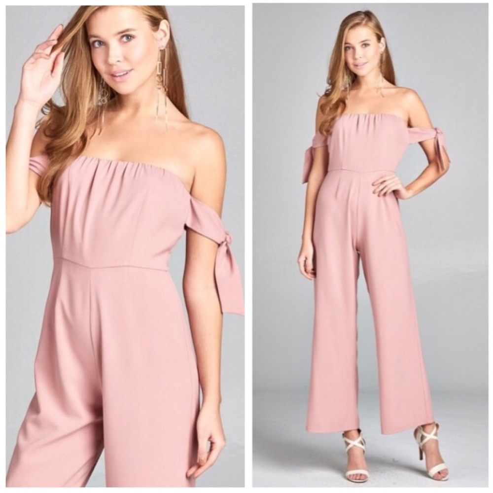 Pink Off The Shoulder Jumpsuit